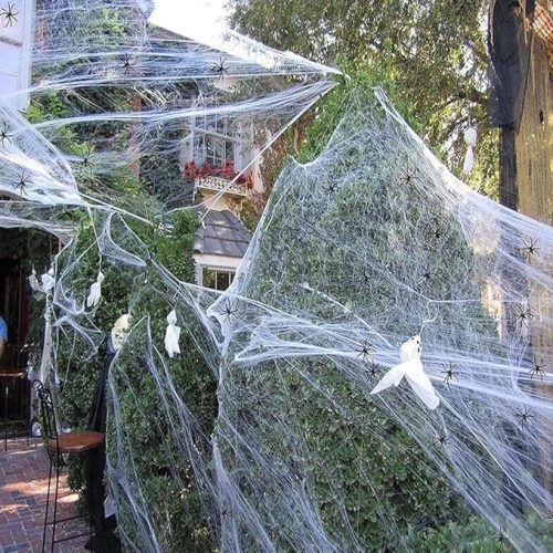 Pajęczyna halloween pająk dekoracje ozdoby halloween sztuczna biała pająki